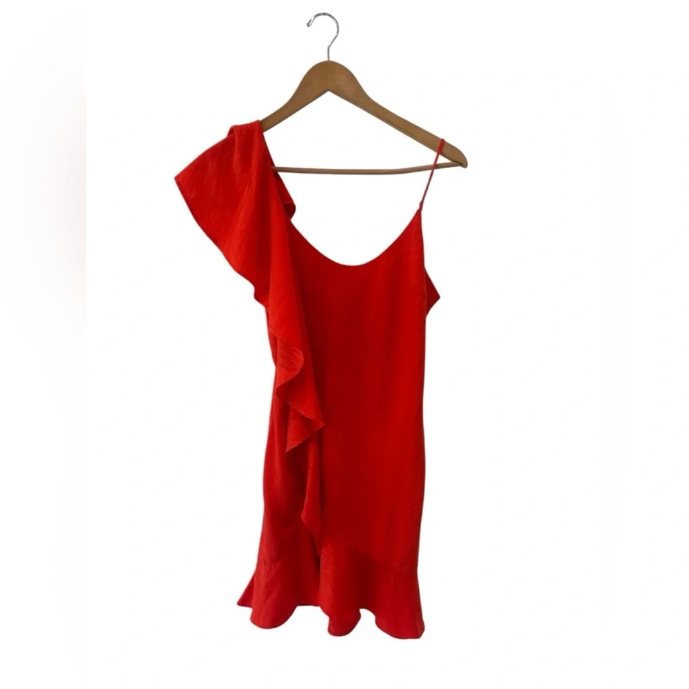 House Of Harlow x Revolve Georgeta Printed Mini Dress in Bright Coral - Picture 3 of 14